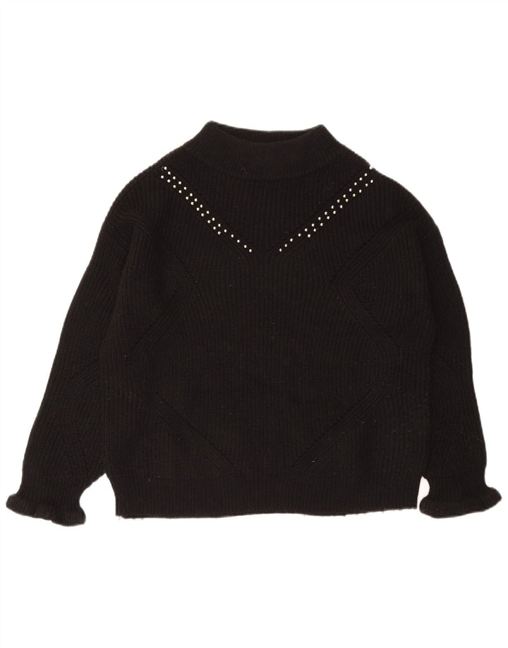 Guess Suéter feminino grande com gola de tartaruga Reino Unido 10 pequeno acrílico preto