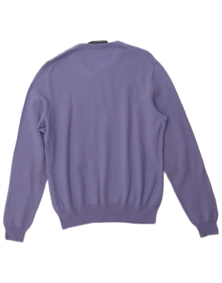 POLO RALPH LAUREN Suéter masculino com gola redonda, pequeno, roxo, lã merino