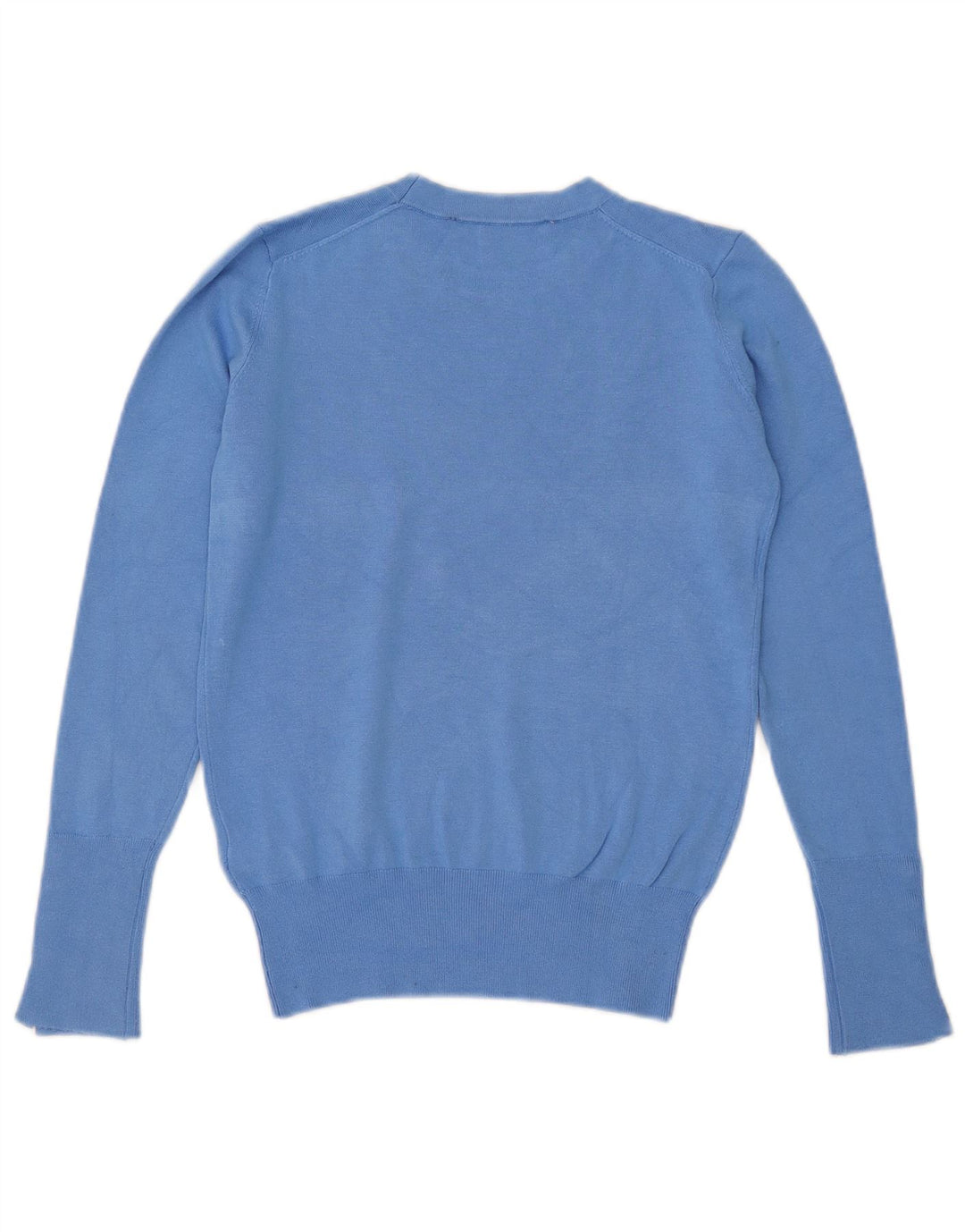 Suéter feminino Zara com gola redonda e viscose azul pequena Reino Unido 10