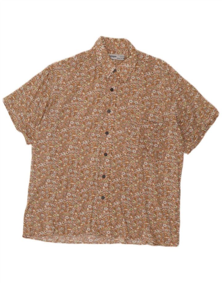 Camisa masculina de manga curta C&A grande bege floral viscose