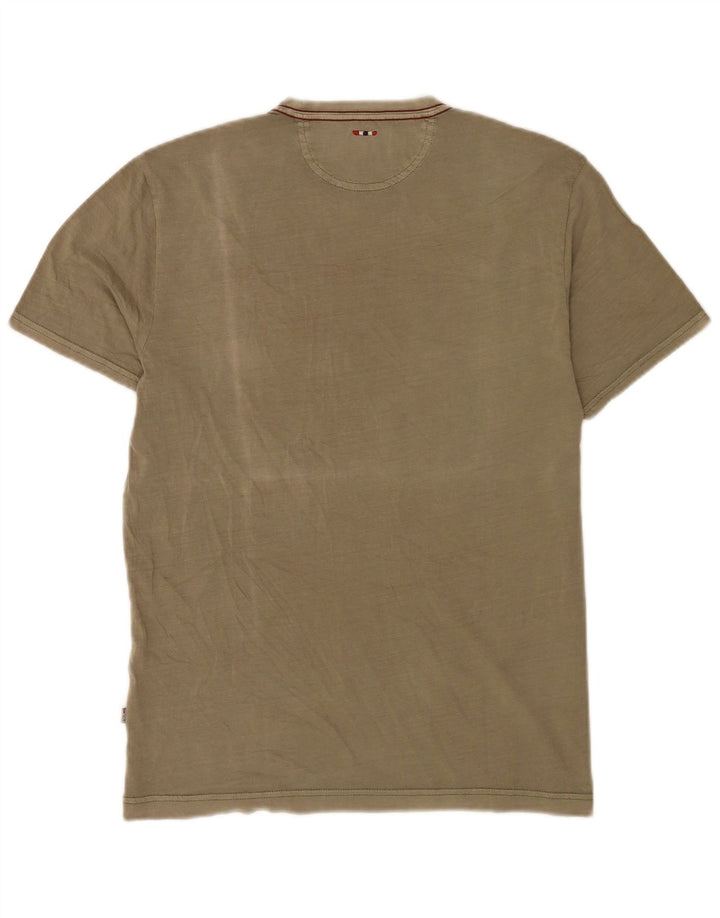 Camiseta masculina com estampa geográfica Napapijri Top médio cáqui