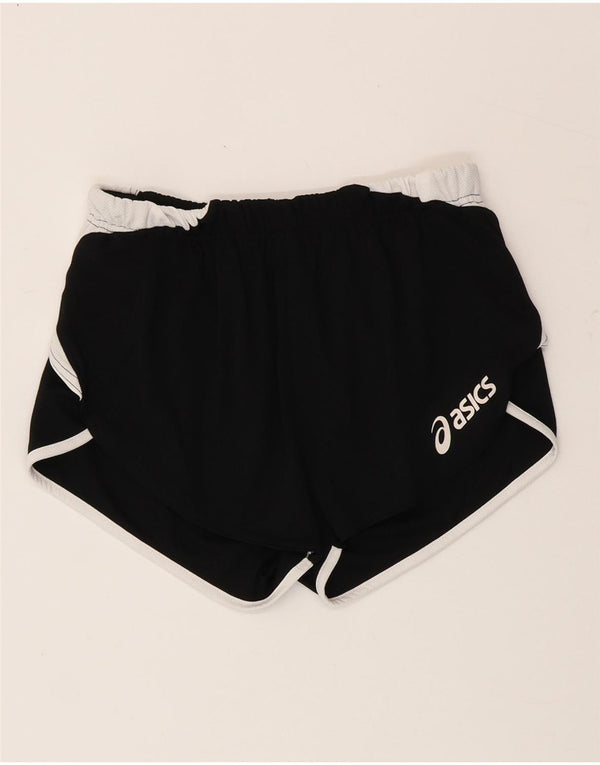Shorts esportivos femininos Asics UK 8 pequeno poliéster colorblock preto
