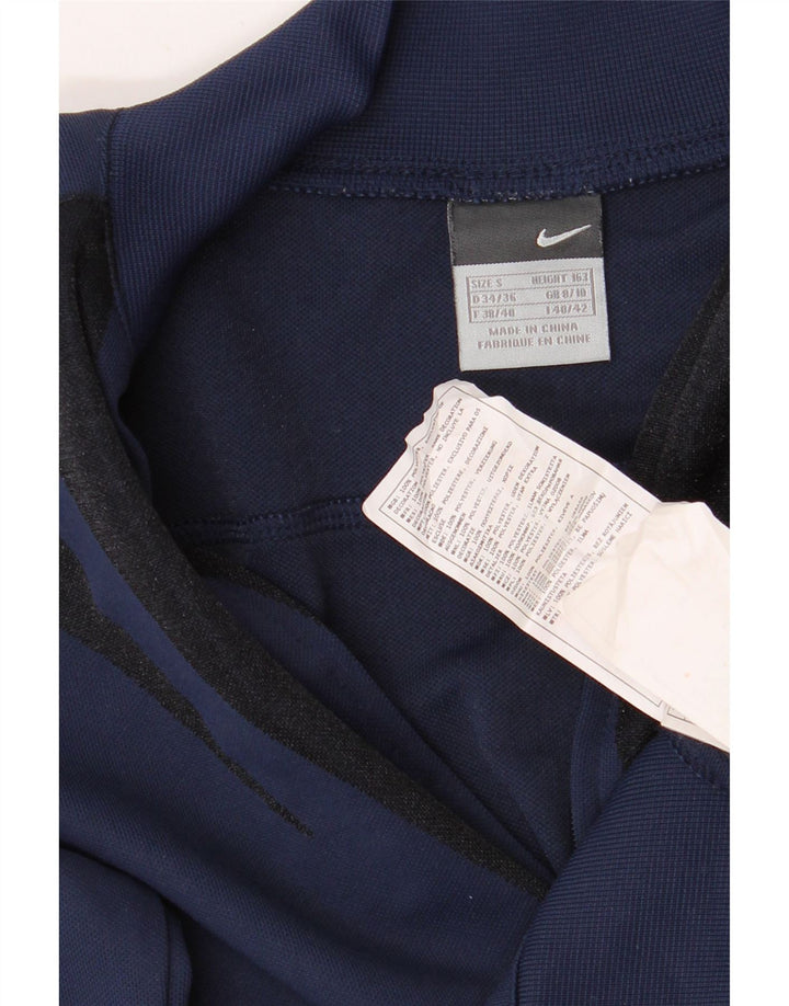 Nike Womens Crop Tracksuit Top Jacket Reino Unido 8/10 Pequeno Azul Marinho Listrado