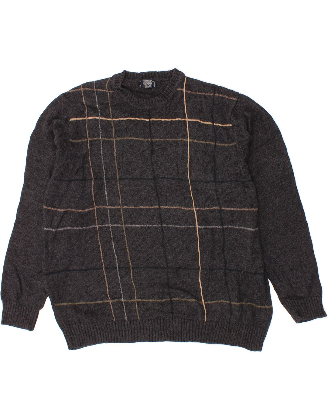 Suéter masculino DOCKERS com gola redonda 2XL algodão xadrez cinza