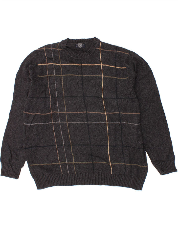 Suéter masculino DOCKERS com gola redonda 2XL algodão xadrez cinza