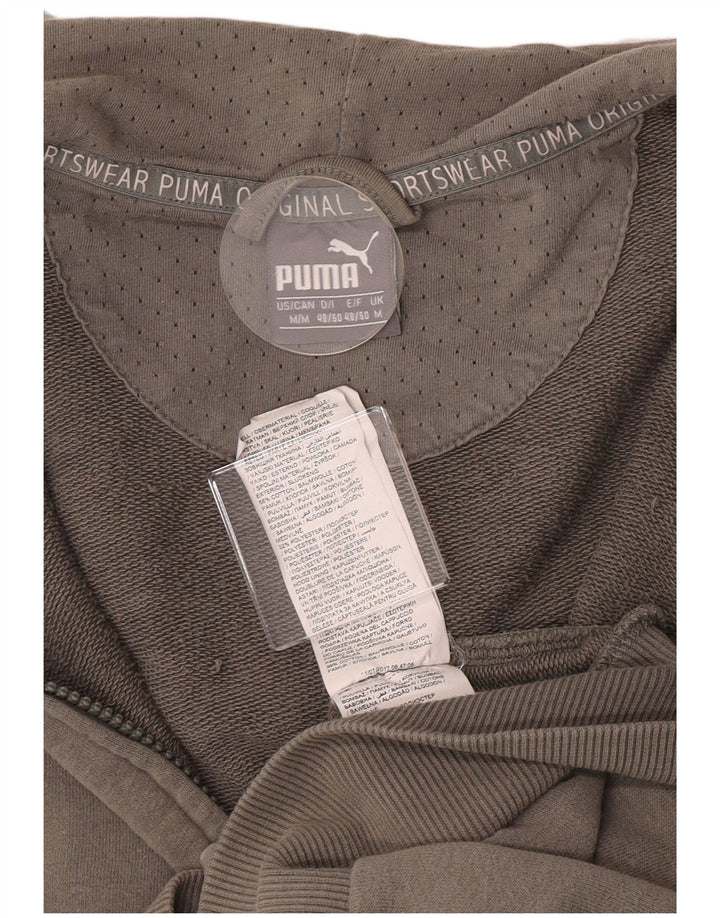 Suéter masculino Puma com capuz e zíper gráfico médio algodão cáqui