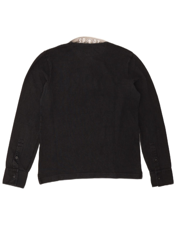 Camisa polo masculina de rugby de manga comprida Bikkembergs pequeno bloco colorido preto