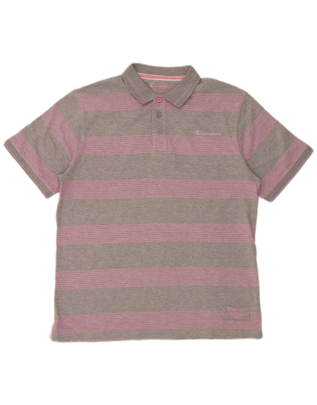 Camisa polo masculina Champion XL cinza listrada de algodão