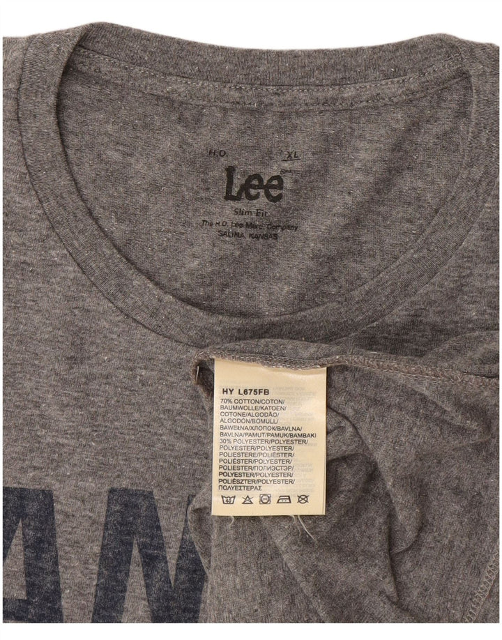 Camiseta masculina Lee Slim Fit gráfica Top XL algodão cinza