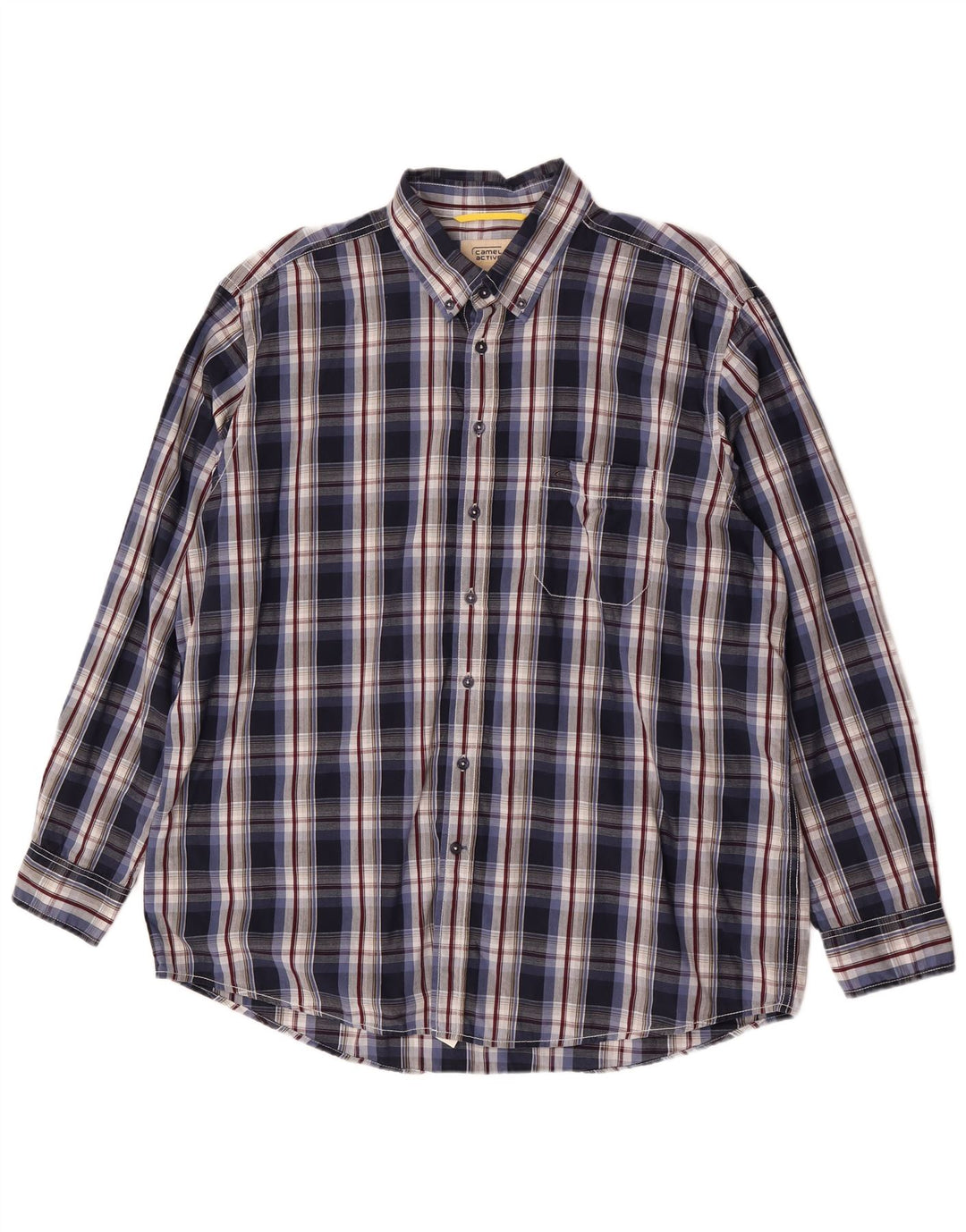 Camisa masculina Camel Active XL algodão xadrez azul marinho