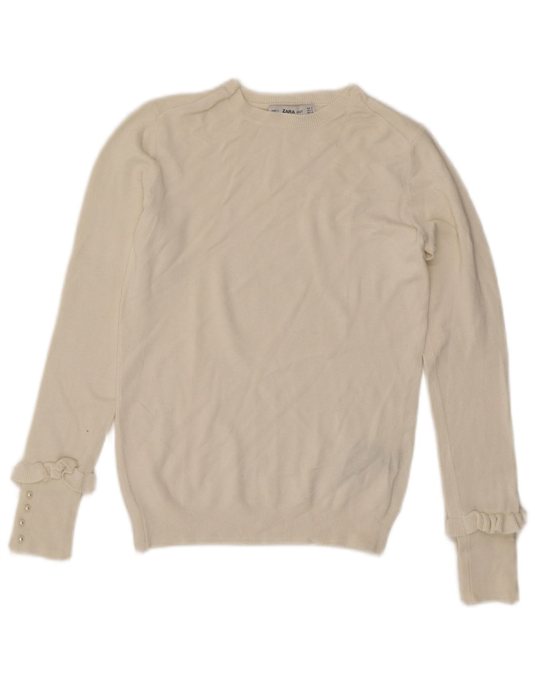 Suéter feminino ZARA com gola canoa UK 12 médio off white viscose