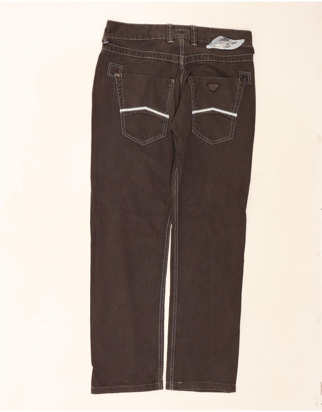 ARMANI Womens Straight Casual Trousers W34 L32 Brown Cotton Vintage Armani and Second-Hand Armani from Messina Hembry 