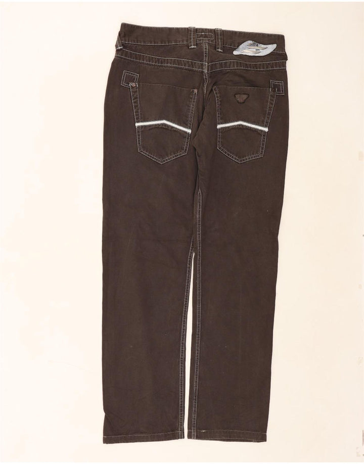 ARMANI Womens Straight Casual Trousers W34 L32 Brown Cotton Vintage Armani and Second-Hand Armani from Messina Hembry 