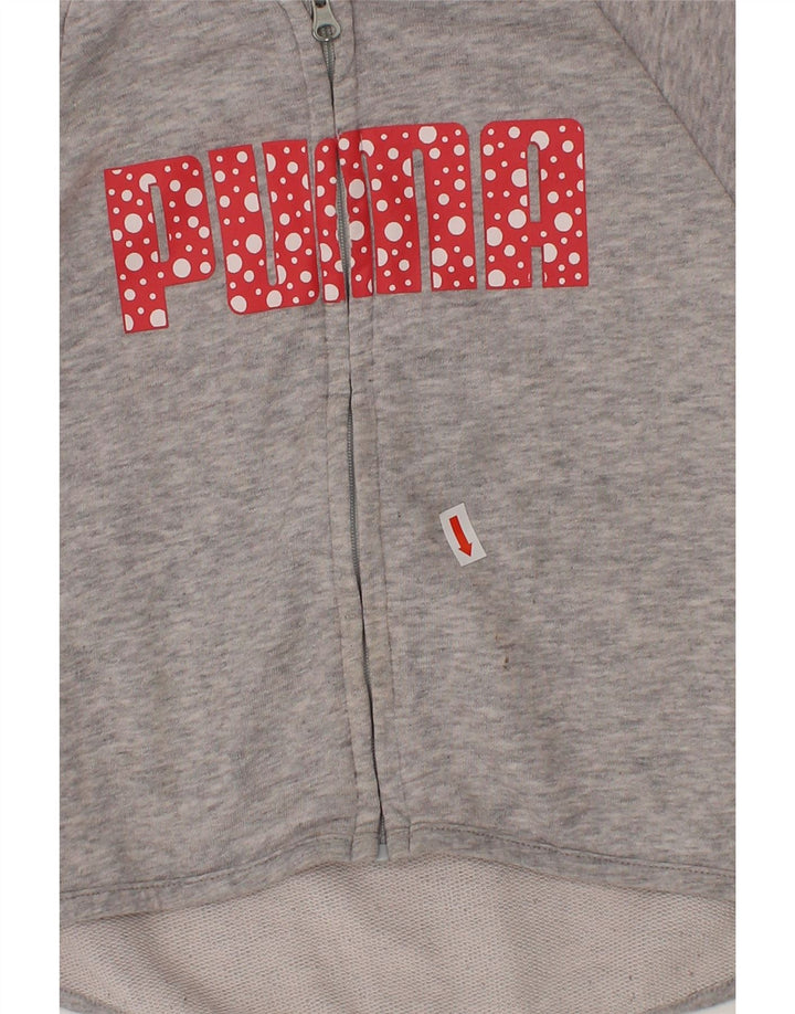 PUMA Girls Graphic Zip Hoodie Sweater 3-4 Years Grey Vintage Puma and Second-Hand Puma from Messina Hembry 
