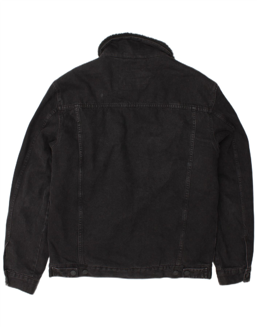 Zara Mens Denim Sherpa Jacket UK 40 Grande Poliéster Preto