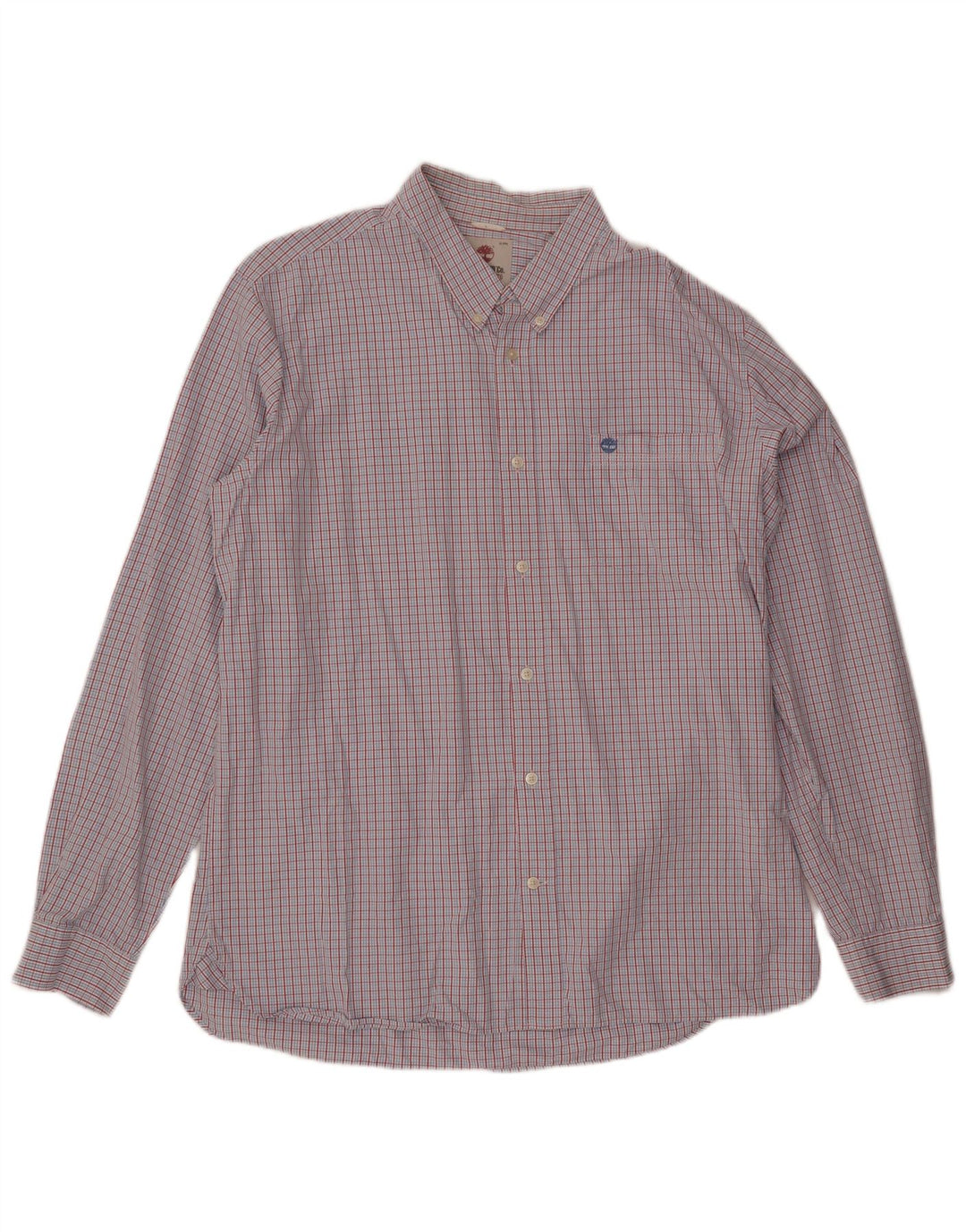 Timberland Mens Slim Fit Camisa XL Azul Xadrez Algodão
