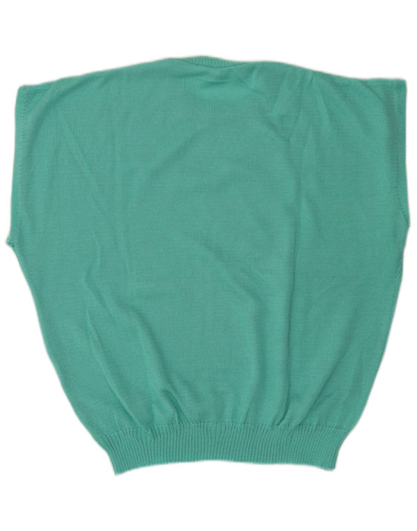 Suéter feminino vintage de manga curta com gola redonda IT 48/50 XL verde