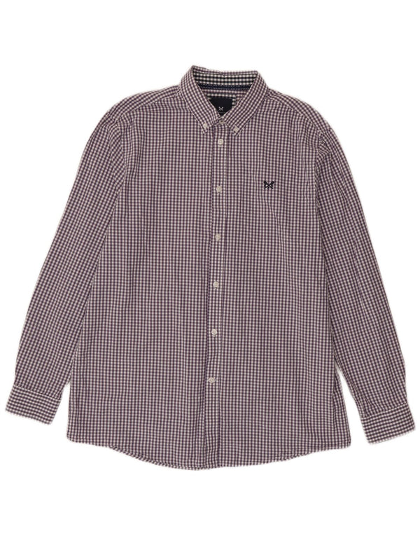 Crew Clothing Camisa masculina clássica de ajuste grande algodão guingão roxo