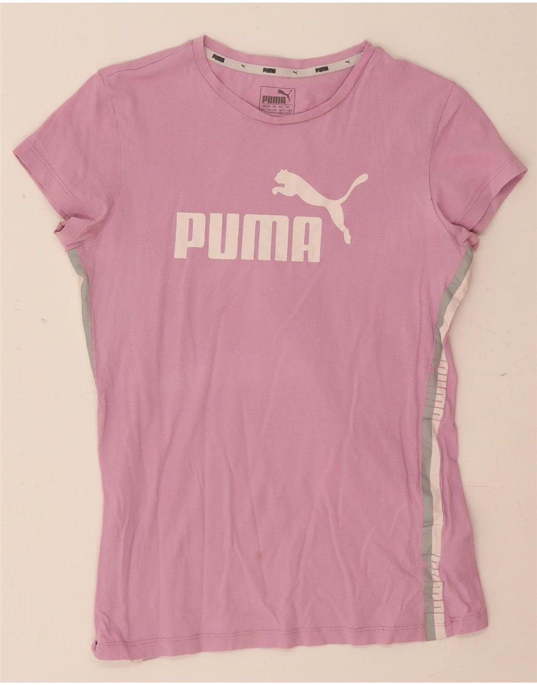 PUMA Girls Graphic T-Shirt Top 15-16 Years Pink Cotton Vintage Puma and Second-Hand Puma from Messina Hembry 