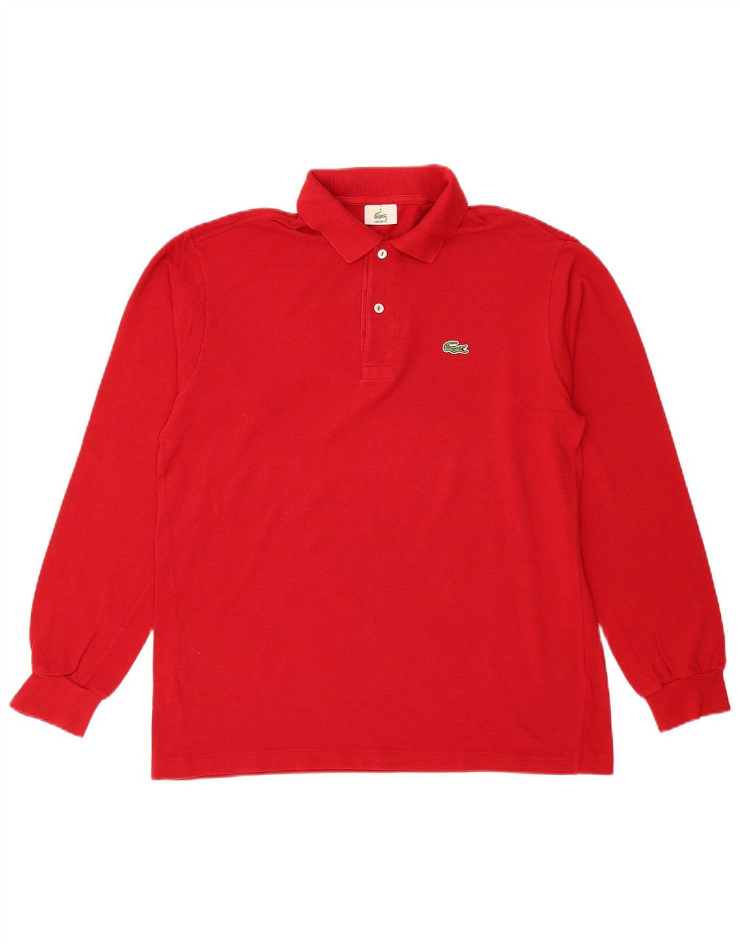 Camisa polo masculina de manga comprida Lacoste tamanho 4 médio algodão vermelho