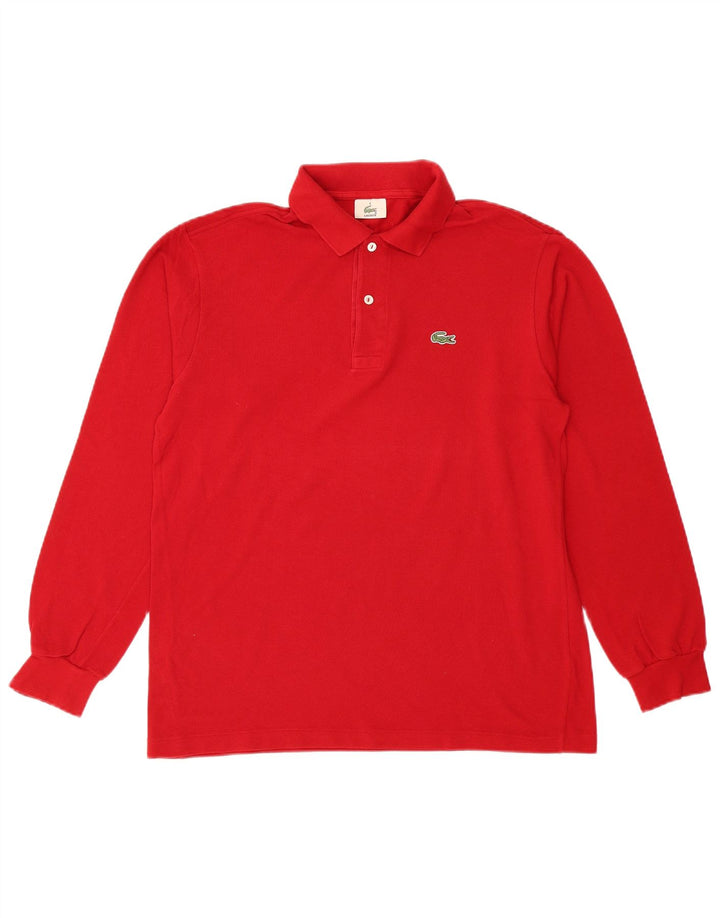Camisa polo masculina de manga comprida Lacoste tamanho 4 médio algodão vermelho