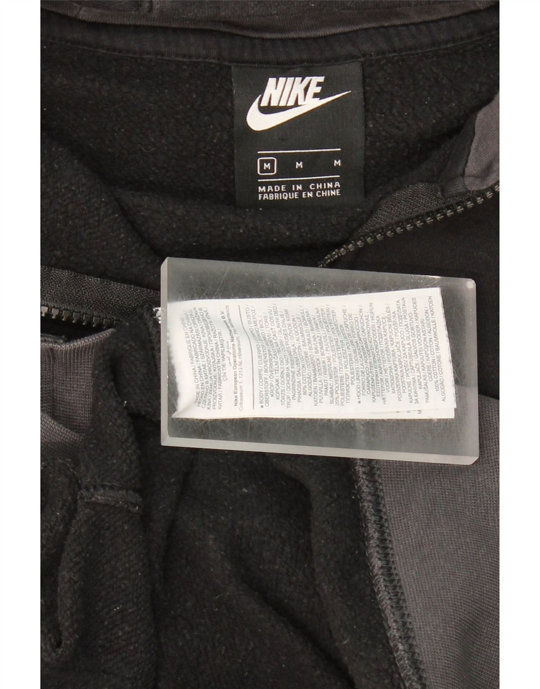 NIKE Mens Zip Hoodie Sweater Medium Black Cotton Vintage Nike and Second-Hand Nike from Messina Hembry 