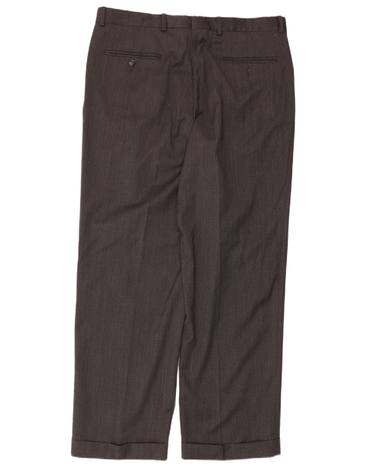 Calça masculina Izod Pegged Suit W36 L30 lã cinza