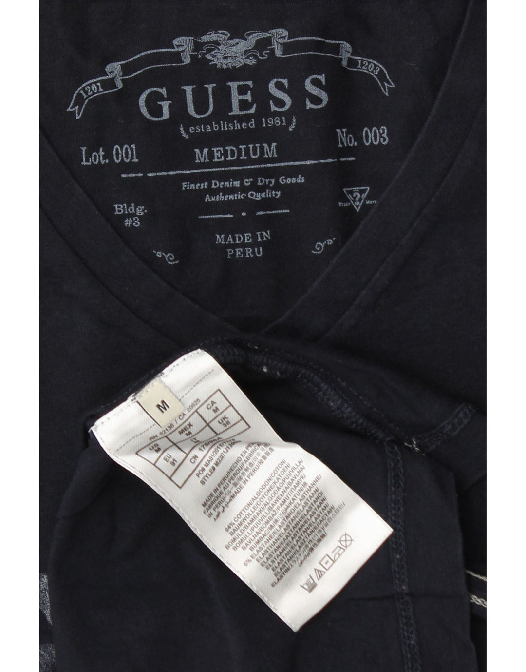 Guess Camiseta masculina gráfica Top médio algodão azul marinho