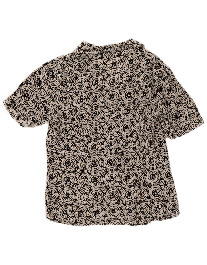 Cherie Blusa feminina manga curta IT 44 seda geométrica média preta