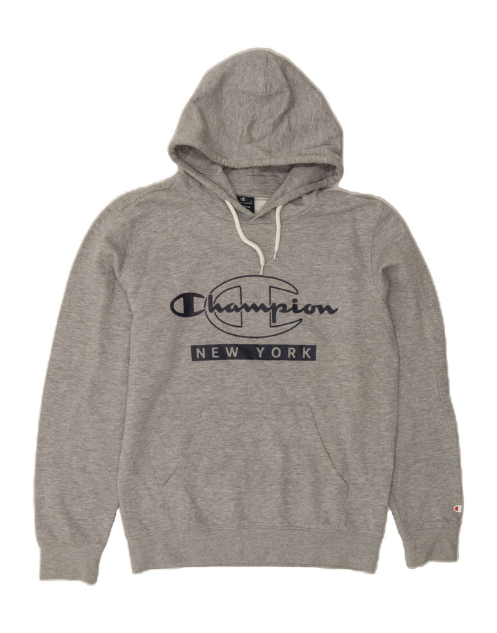 CHAMPION Mens Graphic Hoodie Jumper Medium Grey Cotton Vintage Champion and Second-Hand Champion from Messina Hembry 