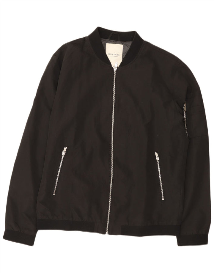 Jaqueta bomber masculina vintage UK 42 XL preta