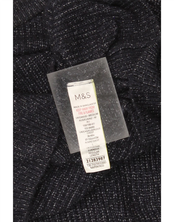 Suéter masculino Marks & Spencer com gola canoa médio azul marinho salpicado