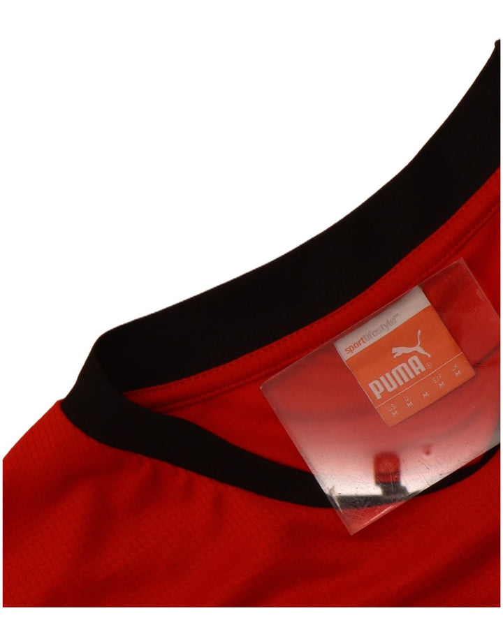Puma Masculino Top Manga Longa Médio Vermelho Colorblock