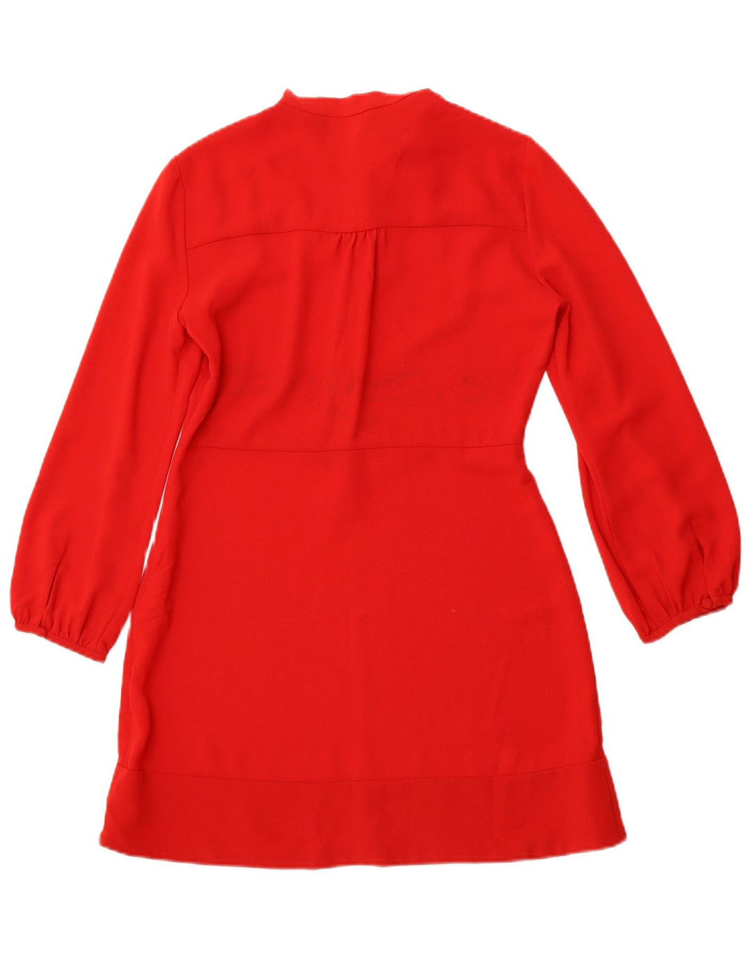 Vestido feminino ZARA manga comprida evasê Reino Unido 12 poliéster vermelho médio