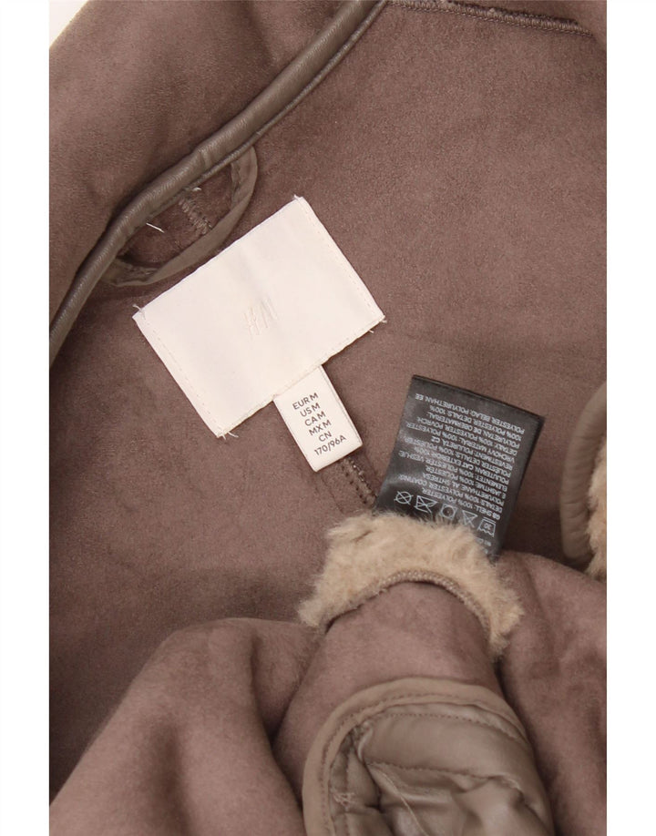 Casaco feminino H&M Teddy Bear superdimensionado e fofo Reino Unido 14 poliéster marrom médio