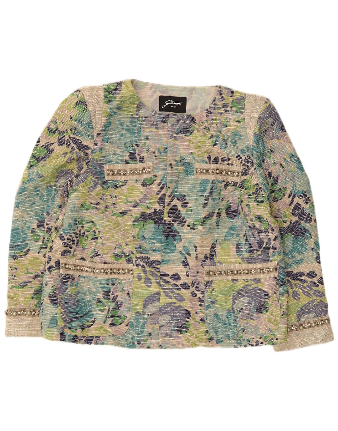 Jaqueta Blazer aberta feminina Gattinoni UK 18 XL multicolorida floral