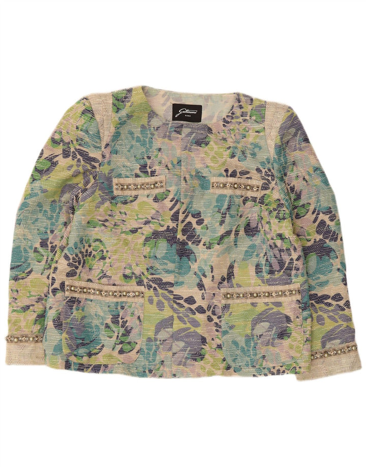 Jaqueta Blazer aberta feminina Gattinoni UK 18 XL multicolorida floral