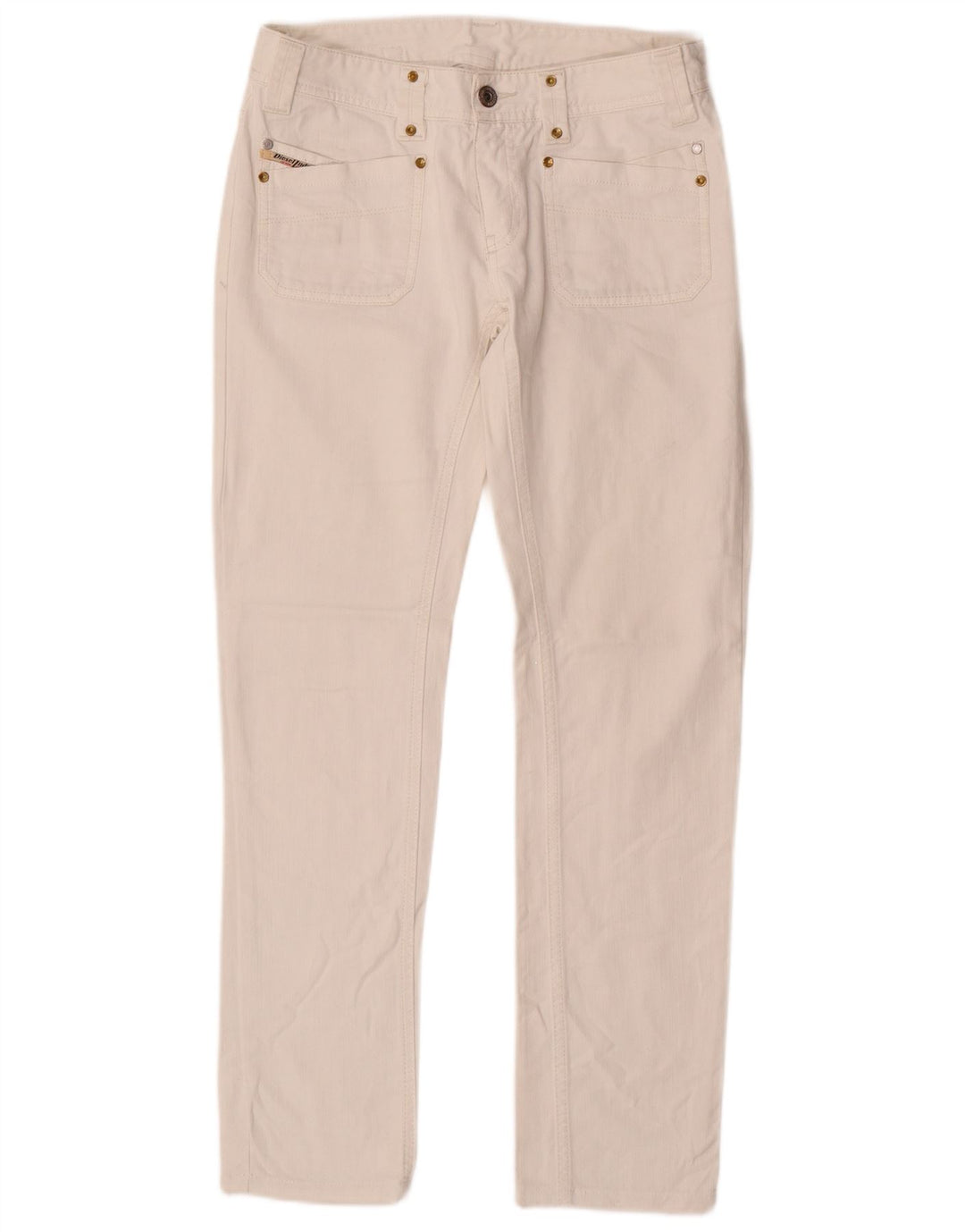 DIESEL Jeans retos femininos W27 L29 algodão branco