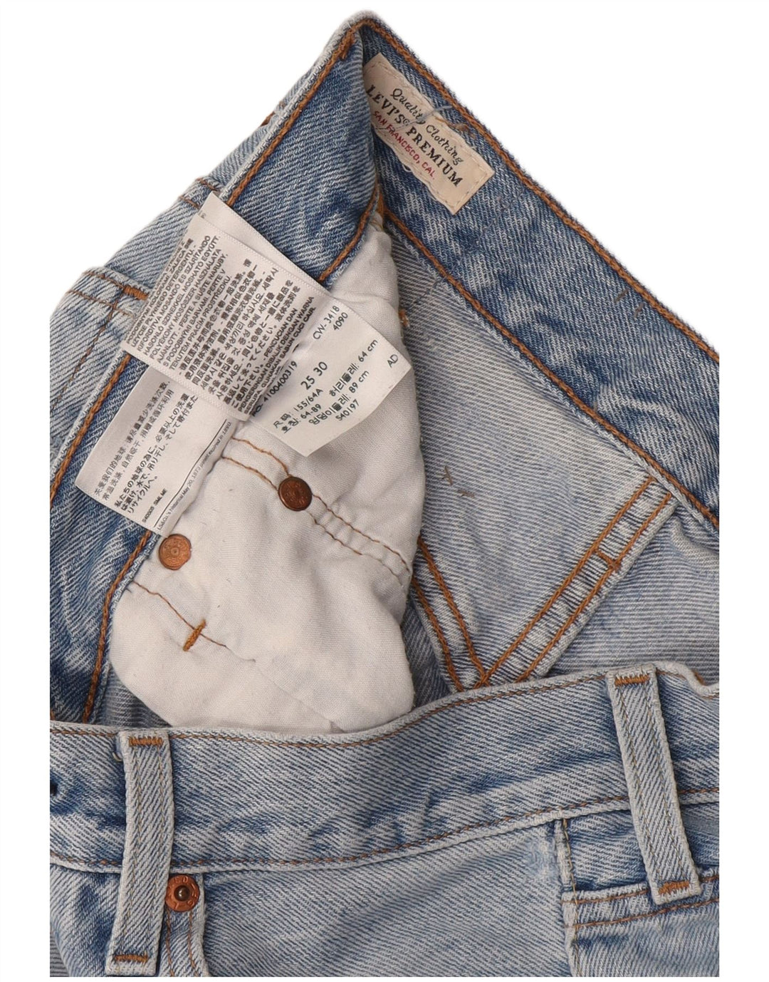 Calça jeans feminina Levi's 501 Straight W25 L30 azul algodão