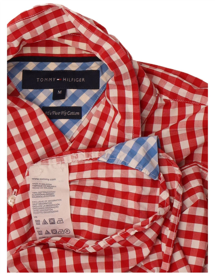Camisa masculina Tommy Hilfiger média vermelha xadrez algodão