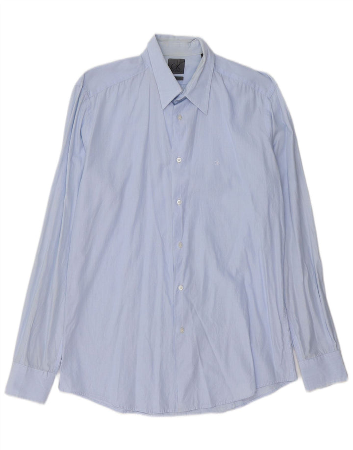 Camisa masculina CALVIN KLEIN Slim Fit grande listra azul