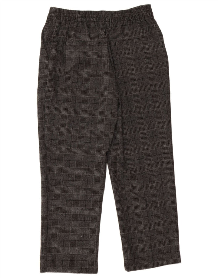 ZARA Calça feminina cortada cônica pequena W26 L24 cinza houndstooth