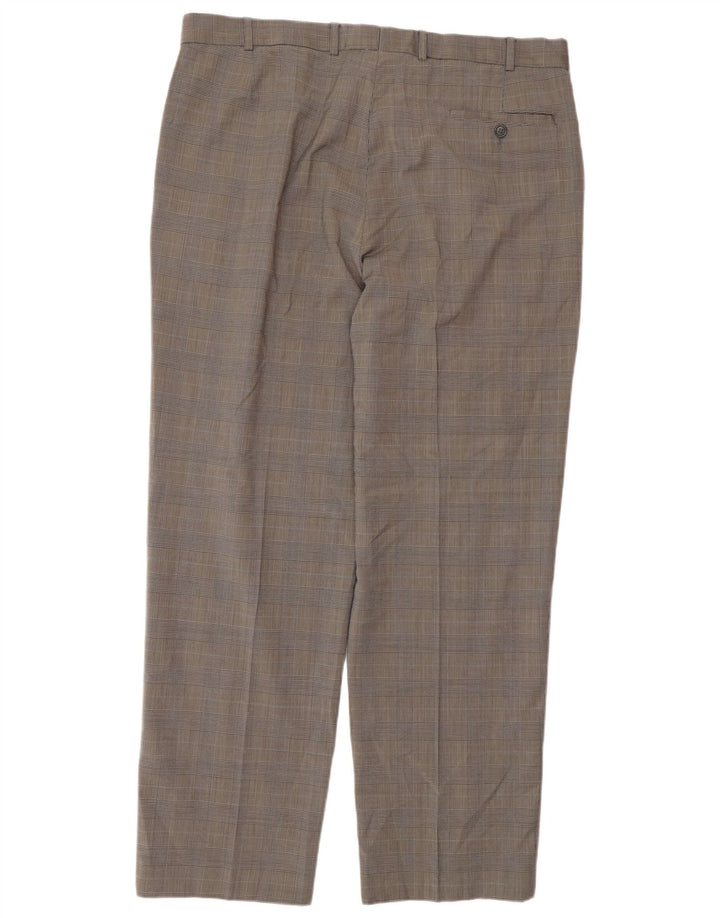 Calça masculina Marks & Spencer sob medida W38 L31 preta Houndstooth