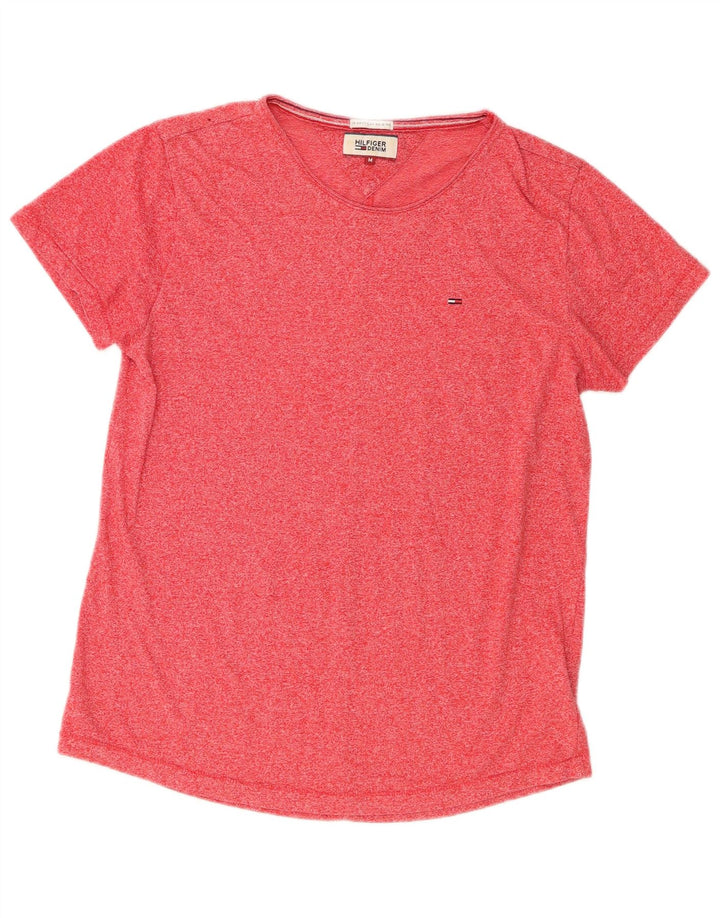 Camiseta feminina Tommy Hilfiger UK 14 poliéster manchado rosa médio