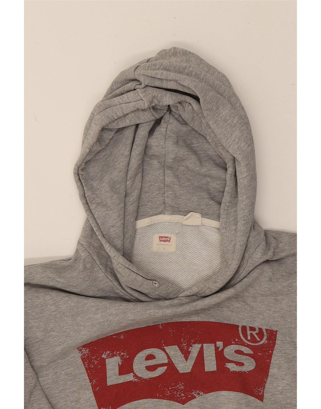 LEVI'S Mens Graphic Hoodie Jumper Large Grey Cotton Vintage Levi's and Second-Hand Levi's from Messina Hembry 