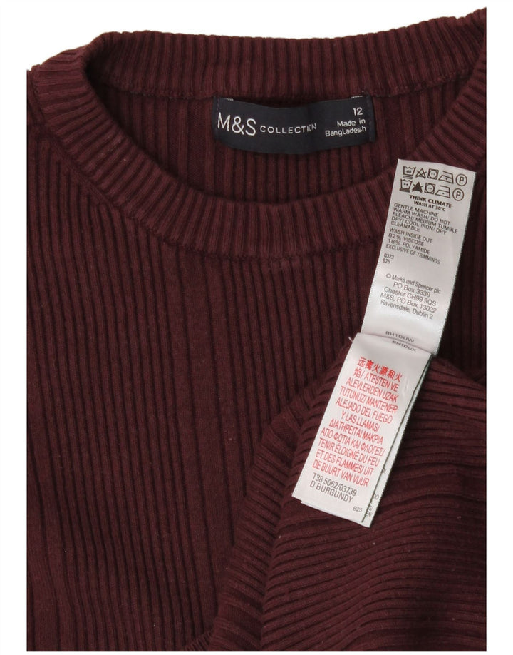 Suéter feminino Marks & Spencer com gola redonda Reino Unido 12 médio Borgonha