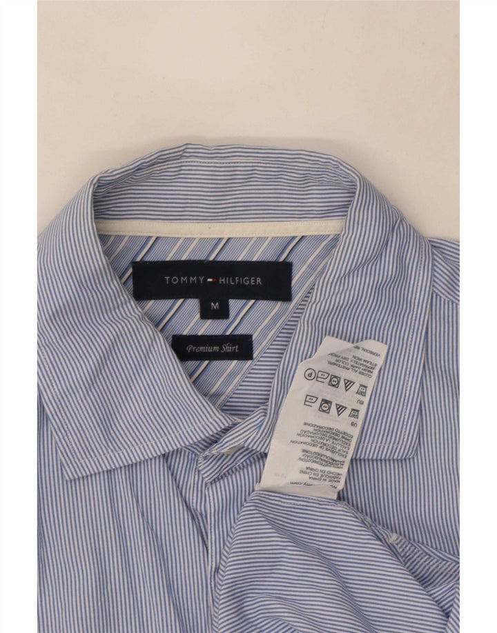 Camisa masculina Tommy Hilfiger de algodão listrado azul médio