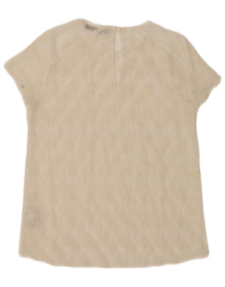 Zara Womens See Through Top UK 10 Pequeno Poliéster Floral Off White