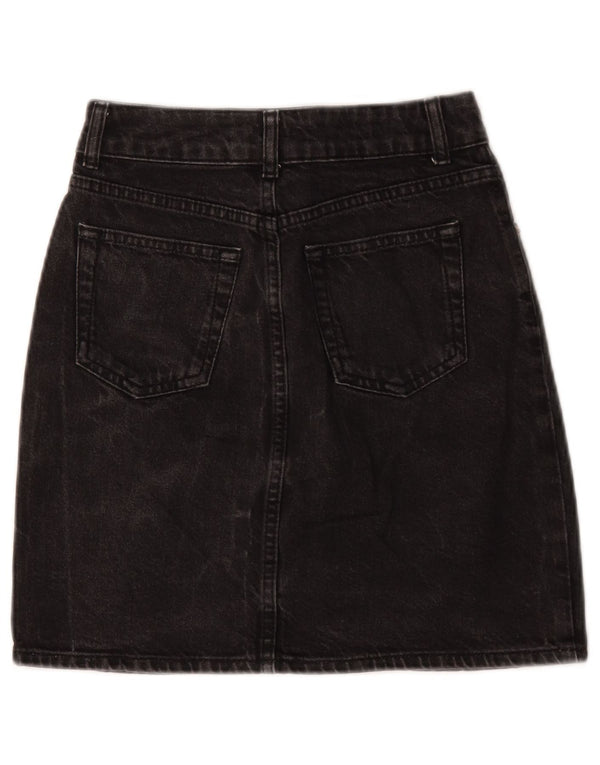 Saia jeans feminina Topshop Reino Unido 6 XS W24 preta