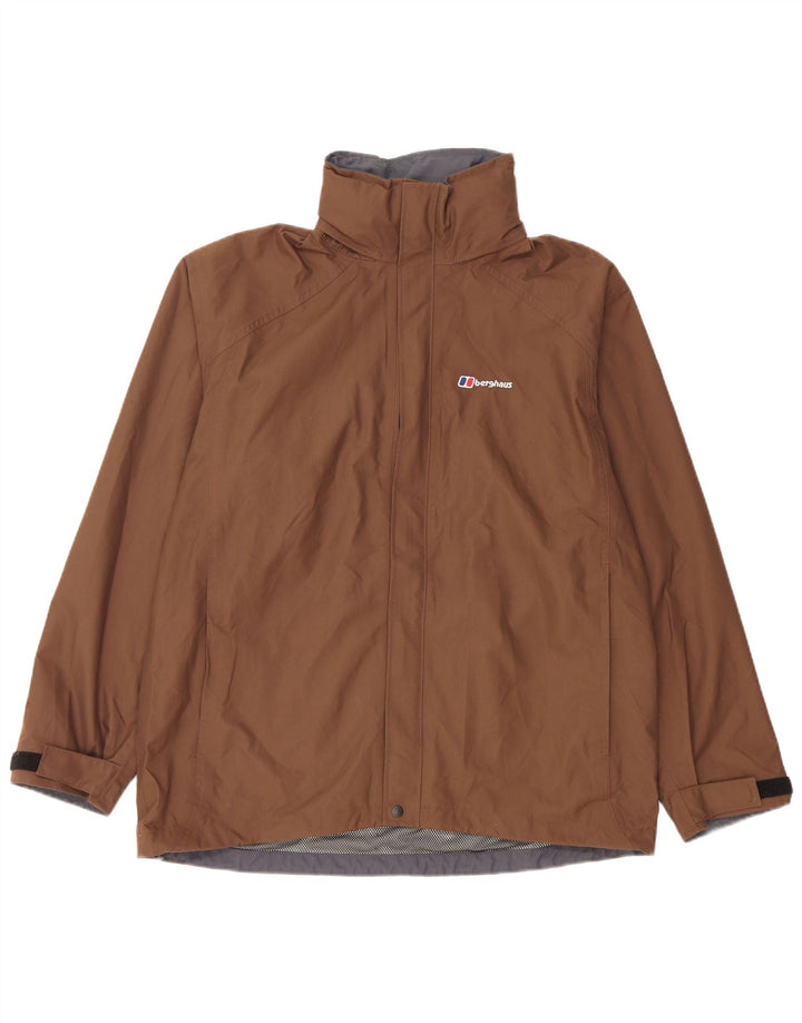 Jaqueta de chuva feminina com capuz Berghaus Reino Unido 16 grande marrom nylon